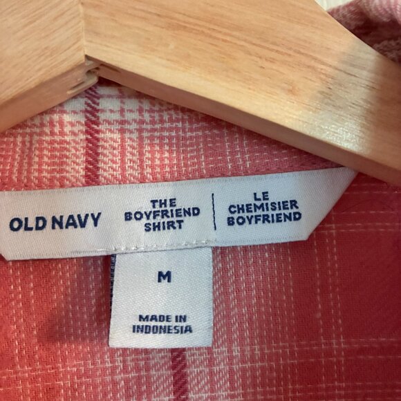 Old Navy "the Boyfriend Shirt" Pink Flannel Shirt - EUC - Picture 5 of 9